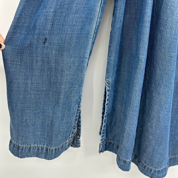 CLOTH & STONE Blue Chambray Off The Shoulder Strap Boxy Long Sleeve Top Size XS - Picture 5 of 7